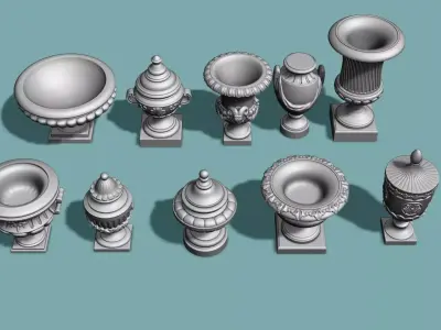10 Classical Vases and Urns 3D model FREE SAMPLE Free 3D model
