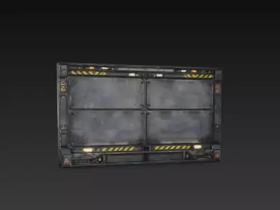 Sci-Fi Industrial Wall Panel Door - PBR Low Poly Game Ready Low-poly 3D model