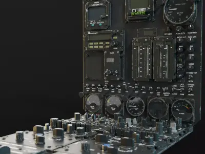 MH-6J Cockpit Instrument Panel Game Ready Low-poly 3D model