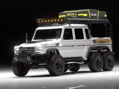 6x6 camping truck Low-poly 3D model