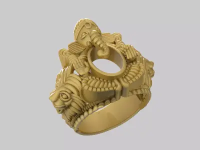 Lion Ganesha Ring Artwork-8 3D print model