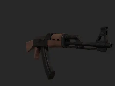 AK-47 rifle Low-poly 3D model 2