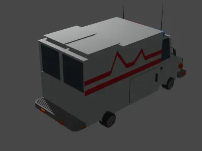 Ambulance stylized low poly Free 3D model