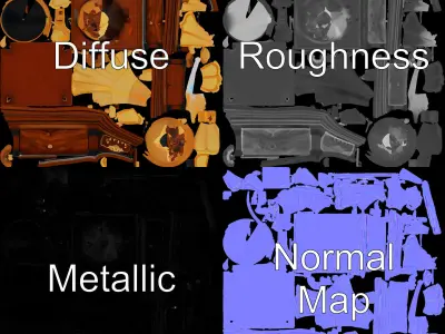 Vintage Gramophone D Model Pack Low-poly 3D model