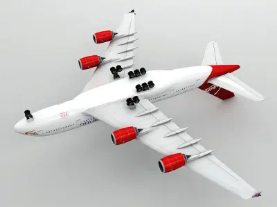 Airbus A380 Airliner - Virgin Atlantic Low-poly 3D model