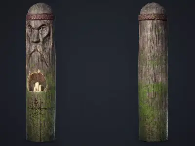 Wooden Totem 4 Low-poly 3D model