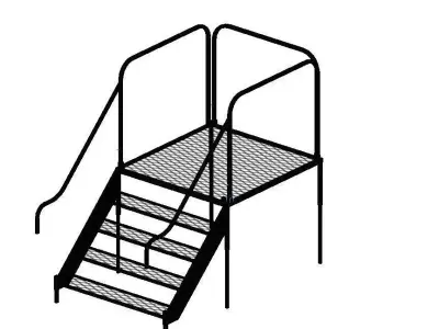 Steel Mountable  Stairs with Landing Free 3D model