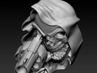 Gun Skull Reaper Pendant 3D print model