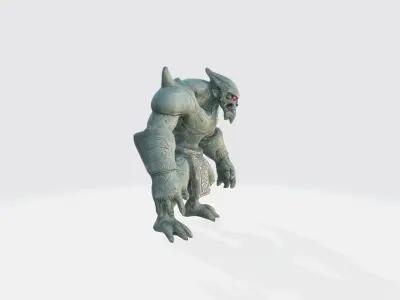 A large muscular gray monster with horns 3D model