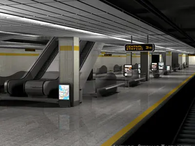 Subway - collection train on tracks 3D model purchase