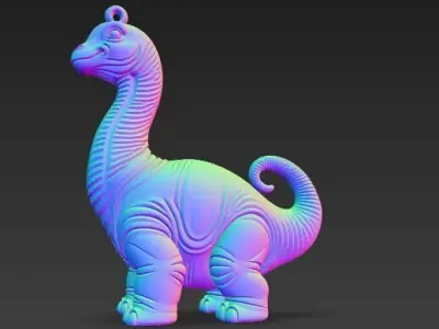 Cute Long Neck Dinosaur Keychain 3D Printable Stylized Figure 3D print model