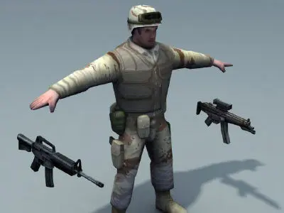 US Army Soldiers Low-poly 3D model