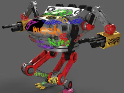 graphity mech Low-poly 3D model