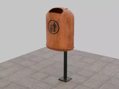 DUST BIN FOR OUTDOOR RECREATIONAL PLACES FROM 1980S Low-poly 3D model