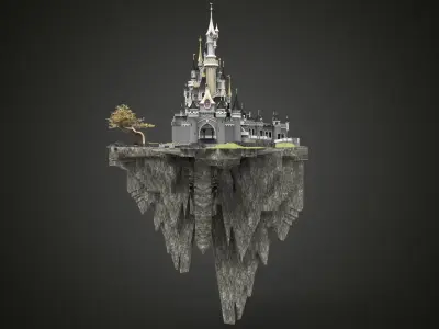 Flying Castle island 3D model buy