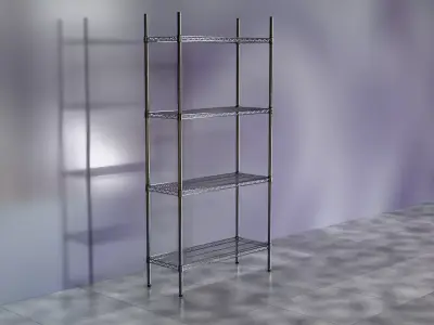 Wire Shelves - 36 inches X 14 inches X 72 inches in chrome Low-poly 3D model