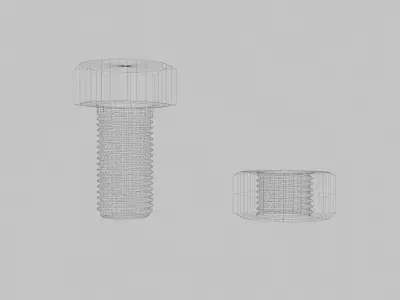 M5 Hex Bolts and Nuts with Rusty Iron Texture Fine Threads 3D model