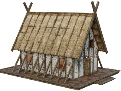 Old Medieval Building House 4K Textures GameReady 90 Low-poly 3D model