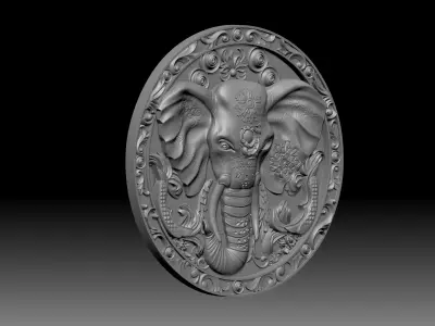 elephent 3d base relief pendant cnc design 3D print model purchase