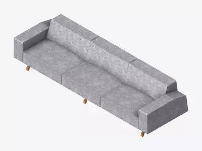 Seat - Sofa - Simplicity - Cosy - Triple Low-poly 3D model
