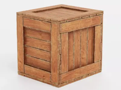 Wooden Crate V7 - Storage Box with Packaging Icons 3D model