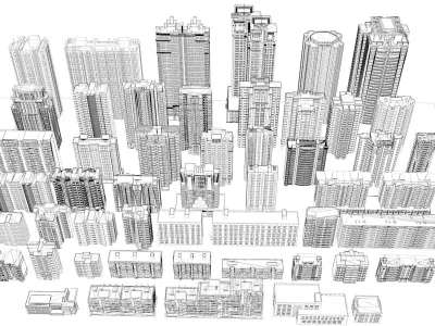 Buildings City building industrial park commercial housing 3D model V7