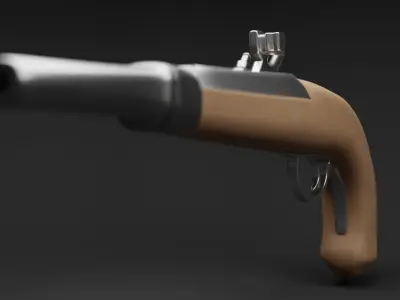 LOW POLY Flintlock Pistol  Low-poly 3D model