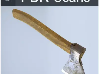 Hatchet Low Poly axe with wooden handle Low-poly 3D model