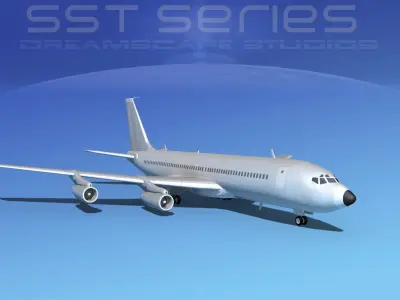 Boeing 707-320 SS bare metal 3D model