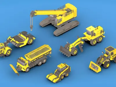 Collection Construction Vehicles Low- Poly 2 Low-poly 3D model