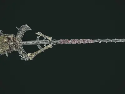 Undead staff Low-poly 3D model