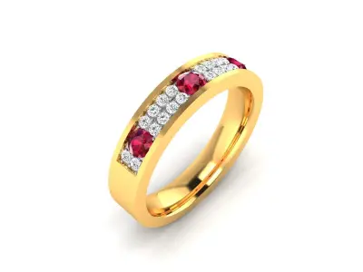 Band 3dm Render Details gold ring with ruby stones and diamonds 3D print model purchase