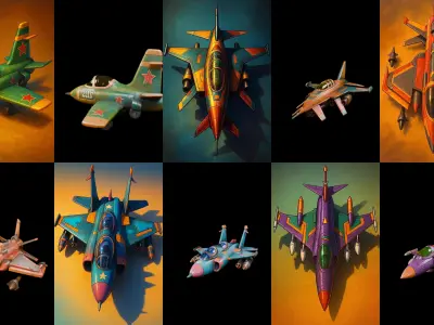 AirCraft bundle 12 pack 41 glb Low-poly 3D model