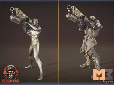 Sci-Fi Launcher TPS Animations For UE5 Low-poly 3D model