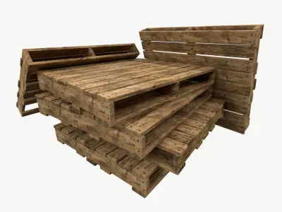 pallet type industrial reversible 3 sets of textures Low-poly 3D model