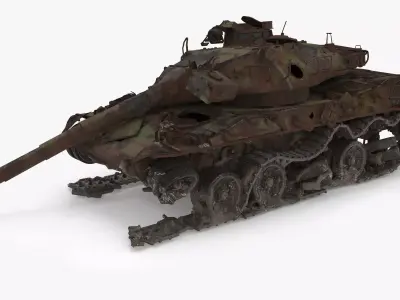 Tank AMX30b Wreck Low-poly 3D model