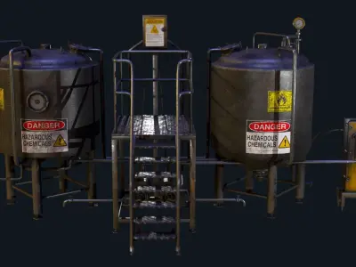 Chemical-storage Low-poly 3D model