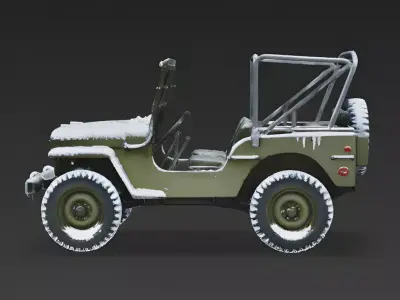Frozen Classic Military Jeep 3D Model Low-poly 3D model