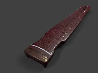 Chinese zither musical instrument Low-poly 3D model