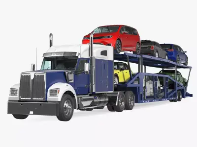 Truck with Car Carrier 3D model