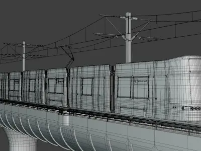Bridge with Zurich tram 3D model