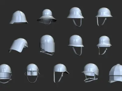 17 Army Helmet Base Mesh  Low-poly 3D model