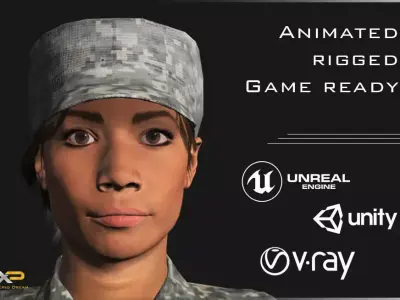 Military Character - Eva Low-poly 3D model