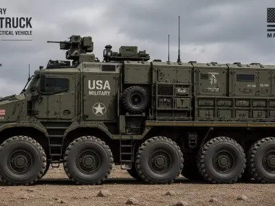 Military Truck 3D Print  Model Futuristic Armored Vehicle Truck  3D print model
