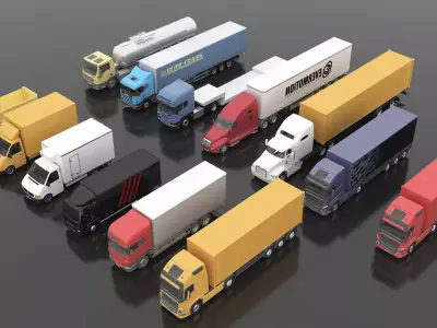 Modern Truck 3D Model Collection Low-poly 3D model