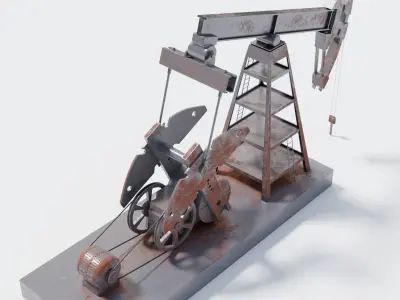 Pumpjack for oil extraction 3D model
