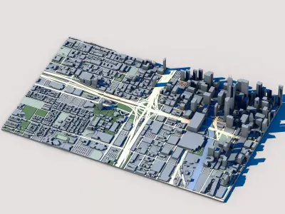 Part of Chicago 3D Model Downtown Chicago Skyline  3D model