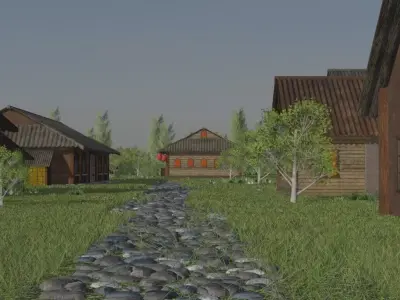 Serene Village Landscape 3D model