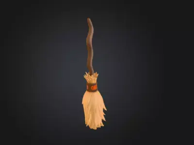 Enchanted Broomstick Low-poly 3D model