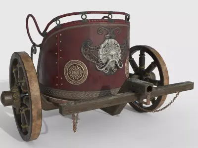 Lowpoly Chariot fire cart - fire cart Low-poly 3D model